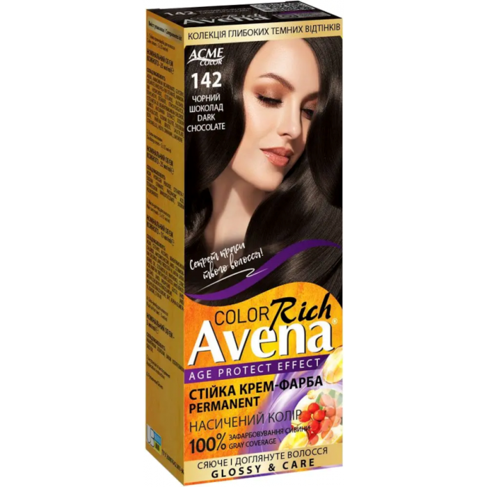 Крем-фарба Acme Avena Gloss Color №142 Чорний шоколад, 133 мл (502674) - 